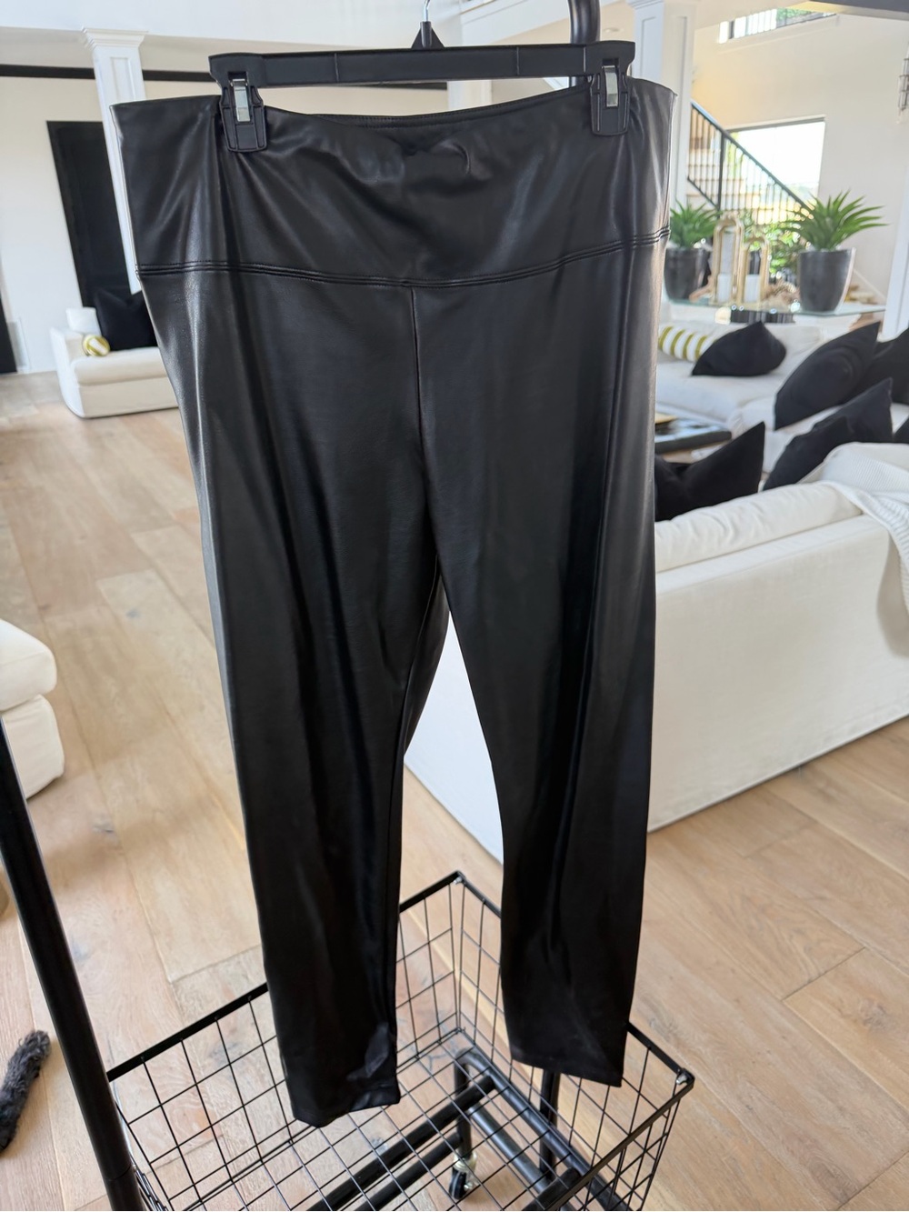 Catherines Black Faux Leather Leggings with High Waist